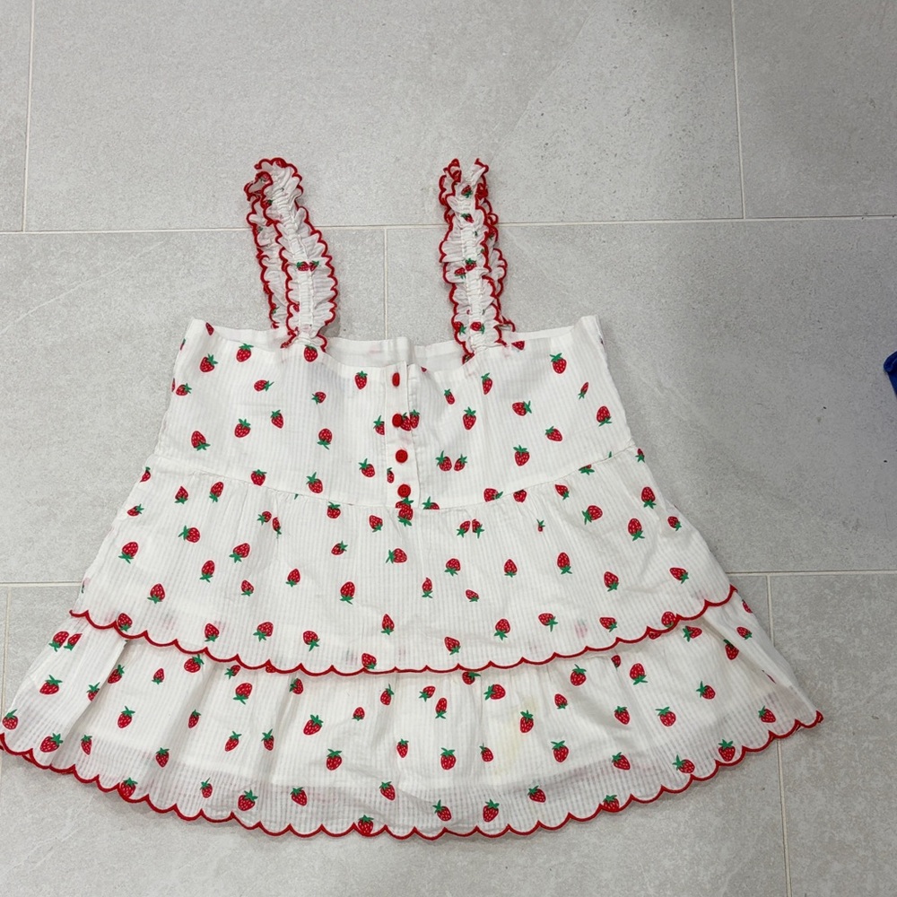 Stella McCartney White and Red Strawberry Camisole